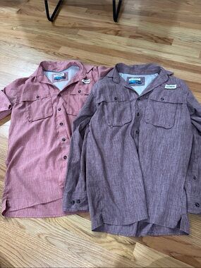 2 Magellan outdoors fish gear moisture wicking XS short long sleeve button